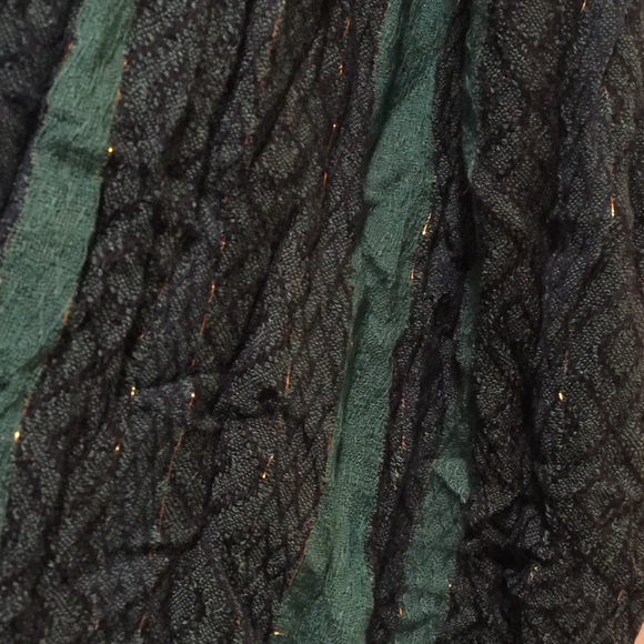 Scarf turquoise, navy and gold - Picture 6 of 7